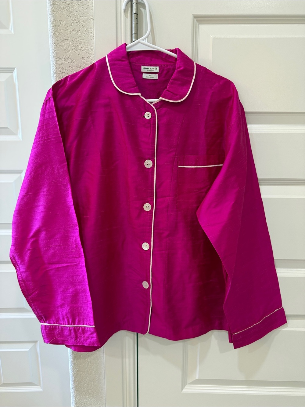 kate spade Hot Pink Button-Up Top with White Piping